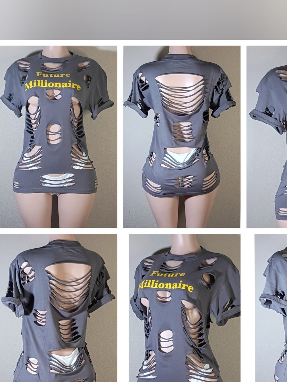 Future Millionaire Distressed Gray Women's Tee